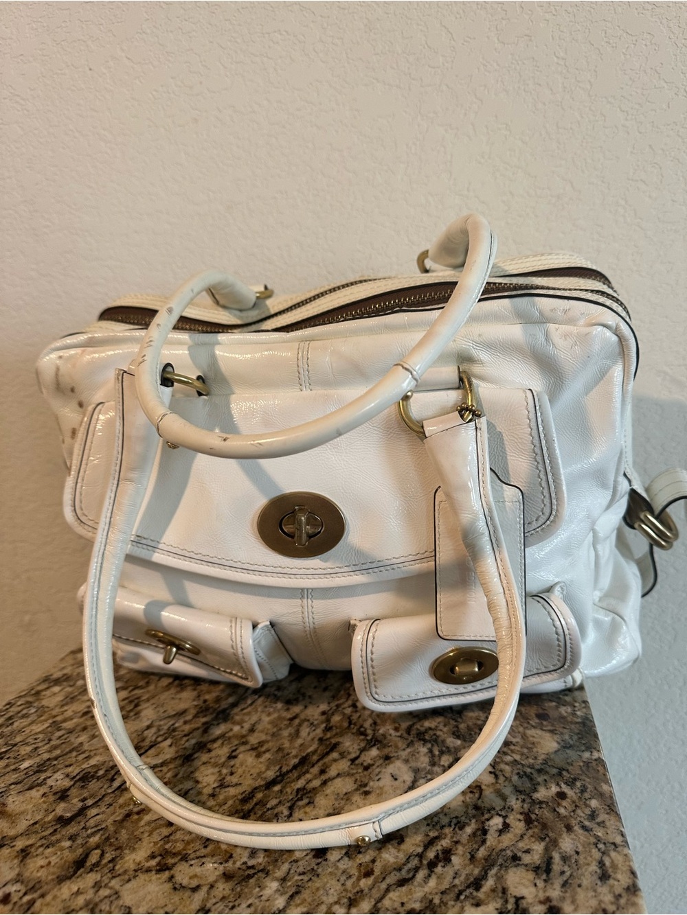COACH Archive Limited Edition Legacy Stripe Leather Satchel Bag withe White Rare - Picture 12 of 15